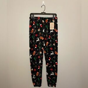 SnowFlake Christmas Holiday Pajama Bottoms, Black/Multicolor, Size L/XL, NWT